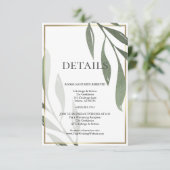 WEDINGGEGEVENS | Sage Green Olive Foliage Kaart (Staand voorkant)