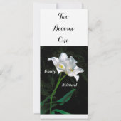 WEDINGINVITATIE / 2 INTERTWINERENDE WITTE TULIPS KAART (Voorkant)
