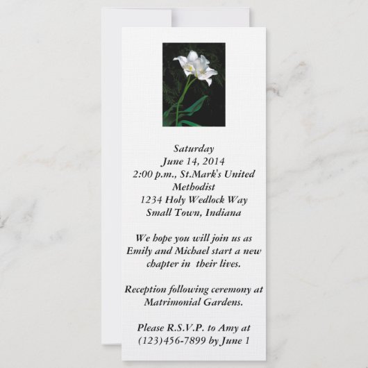 WEDINGINVITATIE / 2 INTERTWINERENDE WITTE TULIPS KAART (Achterkant)