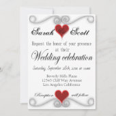 WEDINGINVITATIE Elegant modern rood hart Kaart (Voorkant)