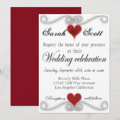 WEDINGINVITATIE Elegant modern rood hart Kaart (Voorkant / Achterkant)