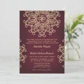 WEDINGINVITATIE IN MUND EN GOLD INDIAN STYLE KAART (Staand voorkant)