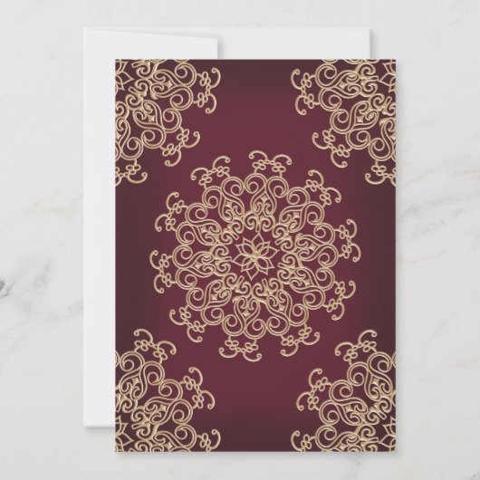 WEDINGINVITATIE IN MUND EN GOLD INDIAN STYLE KAART (Achterkant)