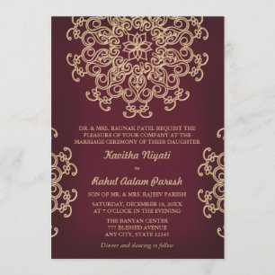 WEDINGINVITATIE IN MUND EN GOLD INDIAN STYLE KAART
