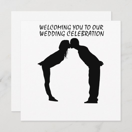 WEDINGINVITATIE KISSING COUPLE SILHOUETTE KAART (Voorkant / Achterkant)