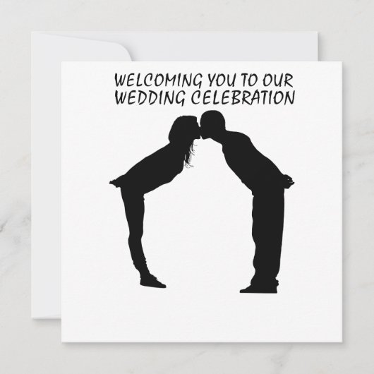 WEDINGINVITATIE KISSING COUPLE SILHOUETTE KAART (Voorkant)