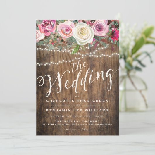 WEDINGINVITATIE | Rustige houthakkerslichten Kaart (Staand voorkant)