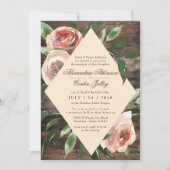 WEDINGINVITATIE | Rustisch hout Blush Floral Sage Kaart (Voorkant)