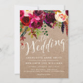 WEDINGINVITATIE | Waterverf Floral Rustic Boho Kaart (Voorkant)