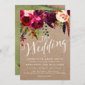 WEDINGINVITATIE | Waterverf Floral Rustic Boho Kaart (Voorkant / Achterkant)