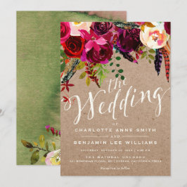 WEDINGINVITATIE | Waterverf Floral Rustic Boho Kaart