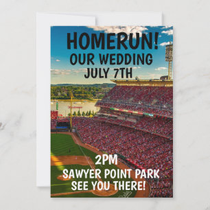 WEDINGINVITATIES CINCINNATI BASEBALL KAART