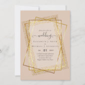 WEDINGINVITATIES Gold Glitter Geometric Kaart (Voorkant)