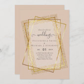 WEDINGINVITATIES Gold Glitter Geometric Kaart (Voorkant / Achterkant)