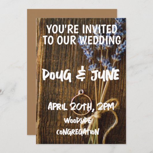 WEDINGINVITATIES RUSTISCH GEPERSONALISEERD KAART (Voorkant / Achterkant)