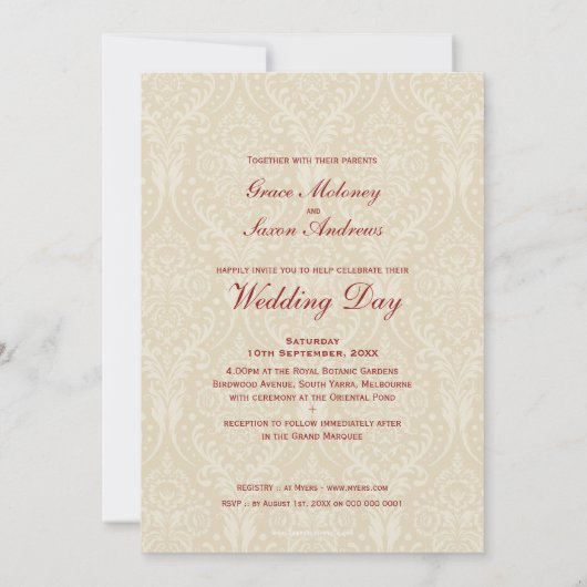 WEDINGINVITATIES : schoonheid P 1 Kaart (Achterkant)