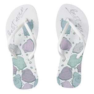 WEDINGSCHOENEN Modern Seashells Dusty Blue Lila Teenslippers