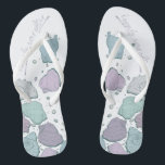 WEDINGSCHOENEN | Modern Seashells Dusty Blue Lila Teenslippers<br><div class="desc">Een leuk stoffig blauw en pruim lila zeeschelp ontwerp. Handgeschreven kalligrafie die zegt dat Happily Ever After - ideaal voor de bruid en bruidegom te draag op het strand voor hun strand bruiloft ceremonie. Ontwerp gemaakt voor TheBarefootBride™ door © WhimsicalArtwork™. Dit maakt deel uit van een bruiloft briefpapier suite collectie...</div>