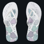 WEDINGSCHOENEN | Modern Seashells Lila Dusty Blue Teenslippers<br><div class="desc">Duurblauw en lila schouderontwerp. Handgeschreven kalligrafie met een eremiddel - perfect voor de dienstmeid om op het strand te draag voor de huwelijksceremonie van haar beest. Ontwerp gemaakt voor TheBarefootBride™ door © WhimsicalArtwork™. Dit maakt deel uit van een collectie van een bruiloft met overeenkomende accessoires, ook baby shower en andere...</div>