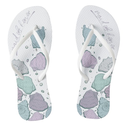 WEDINGSCHOENEN | Modern Seashells Lila Dusty Blue Teenslippers (Voetbed)