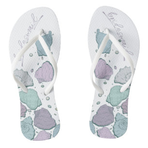 WEDINGSCHOENEN Modern Seashells Lila Dusty Blue Teenslippers