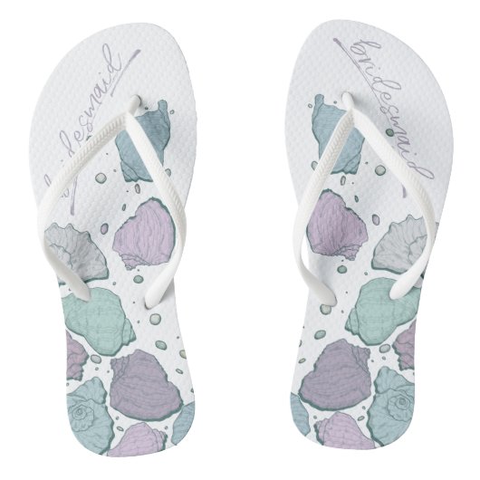 WEDINGSCHOENEN | Modern Seashells Lila Dusty Blue Teenslippers (Voetbed)