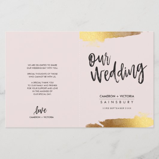 WEDINGSPROGRAMMA geborsteld met geslepen gouden ro (Voorkant)