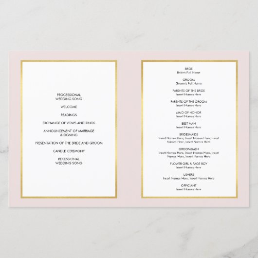 WEDINGSPROGRAMMA: gouden lijst geborsteld (Achterkant)