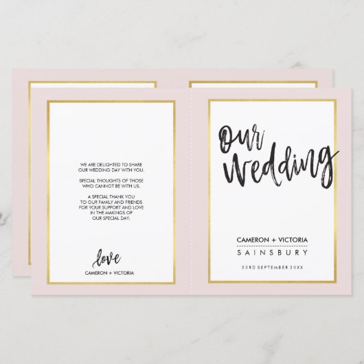 WEDINGSPROGRAMMA: gouden lijst geborsteld (Voorkant / Achterkant)