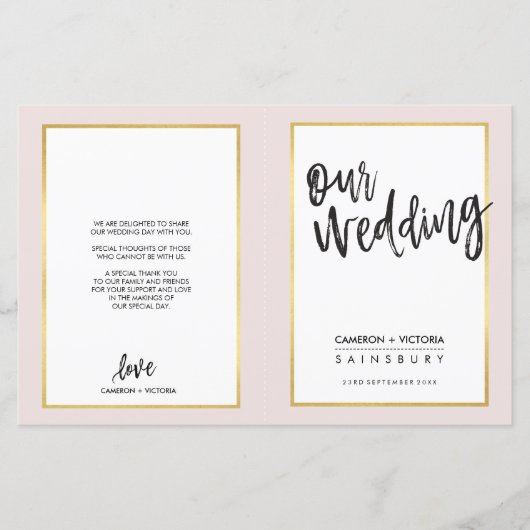 WEDINGSPROGRAMMA: gouden lijst geborsteld (Voorkant)