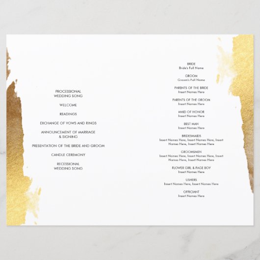 WEDINGSPROGRAMMA, luxetransport, gelaagd goud (Achterkant)
