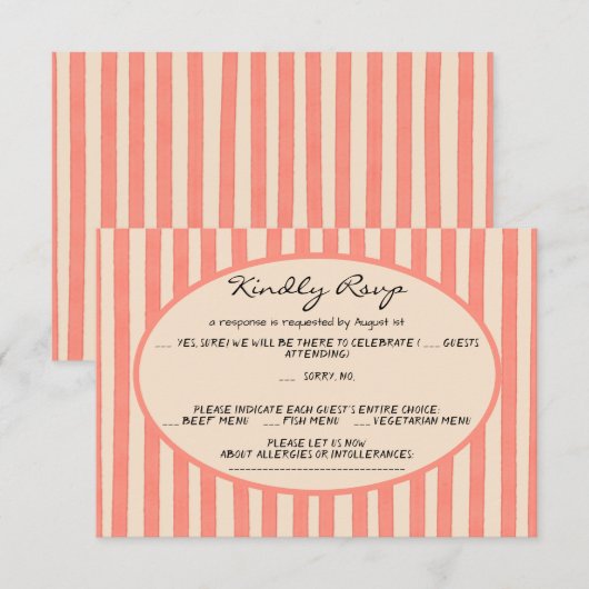 Wedkaarten met speelse geschilderde pinstripes kaart (Voorkant / Achterkant)