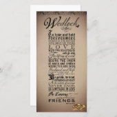 Wedlock-huwelijk huwelijk Oorspronkelijk gedicht (Voorkant / Achterkant)