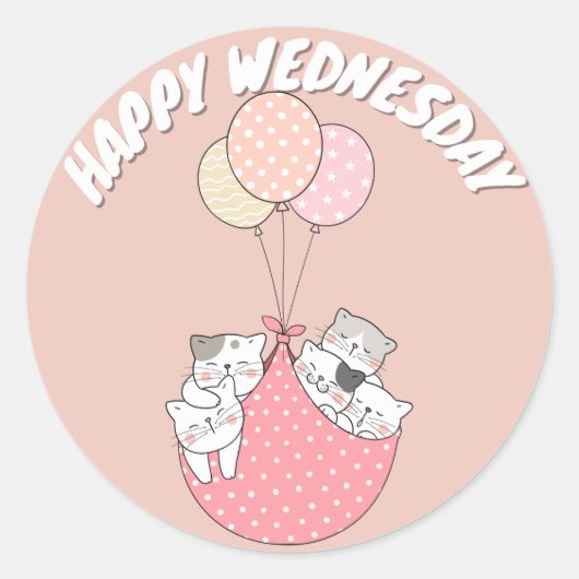 WEDNESDAY CAT CLASSIC ROUND STICKER KUSTGEBEUREN (Voorkant)