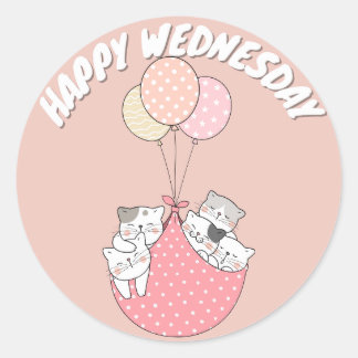 WEDNESDAY CAT CLASSIC ROUND STICKER KUSTGEBEUREN