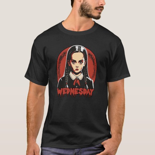 Wednesday Gothic Blood Moon Goth Girl T-shirt (Voorkant)