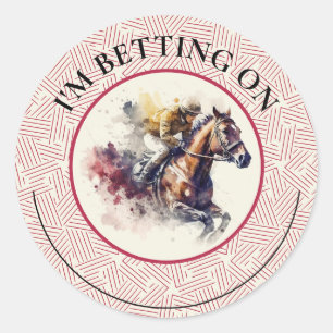 Wedren Derby Weddenschappen in Waterverf Ronde Sticker