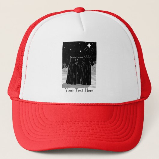 wedstrijd drie koningen zwarte en witte kerst trucker pet (Voorkant)