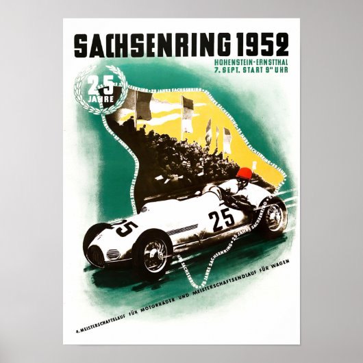  wedstrijd Sachsenring 1952 Poster (Voorkant)