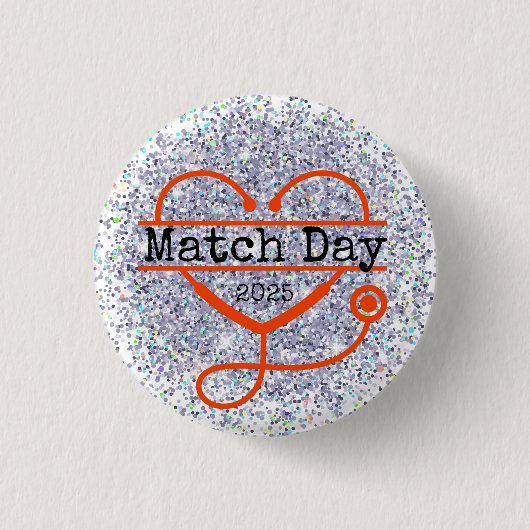 Wedstrijddag 2025 Glitter Stethoscoop Ronde Button 3,2 Cm (Voorkant)