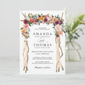 Wedstrijdeboog Bourgogne Blush Rustic Bloom Floral Kaart (Staand voorkant)