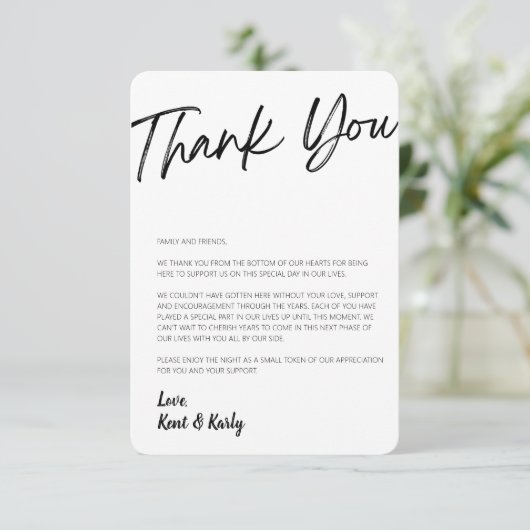 Wedstrijdtabel - Hartelijk dank Bedankkaart (Staand voorkant)