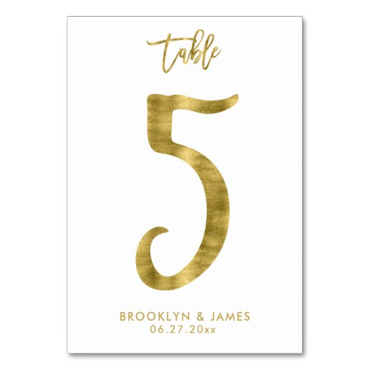 Wedstrijkgetallen Gold Foil-effect nummer 5 Kaart (Voorkant)