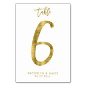 Wedstrijkgetallen Gold Foil-effect nummer 6 Kaart (Achterkant)