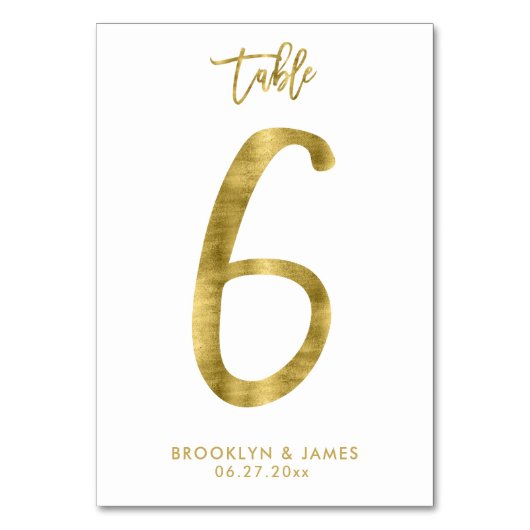 Wedstrijkgetallen Gold Foil-effect nummer 6 Kaart (Achterkant)
