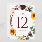 Wedstrijkgetallen Zonnebloem Rozen Burgundy Red Kaart (Achterkant)