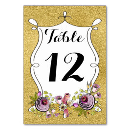 Wedstrijknummer, FAUX Gold Foil, Flowers Kaart