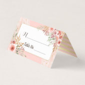 Wedstrijktabel nummer Escort Elegant roze bloemen Kaart (Voorkant)