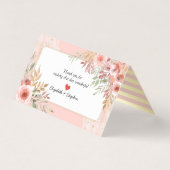 Wedstrijktabel nummer Escort Elegant roze bloemen Kaart (Achterkant)