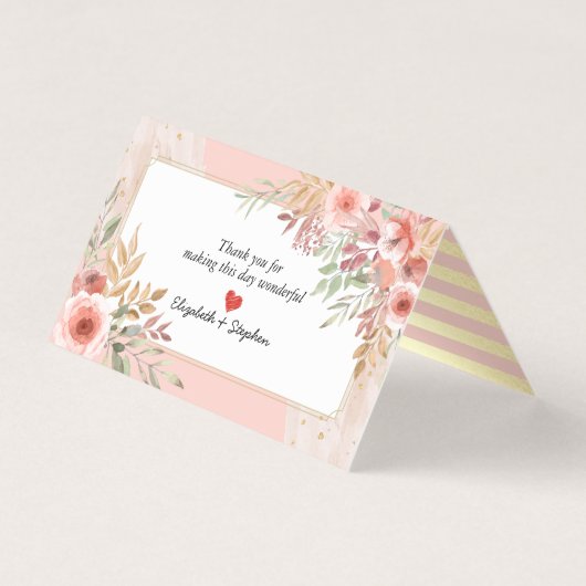 Wedstrijktabel nummer Escort Elegant roze bloemen Kaart (Achterkant)